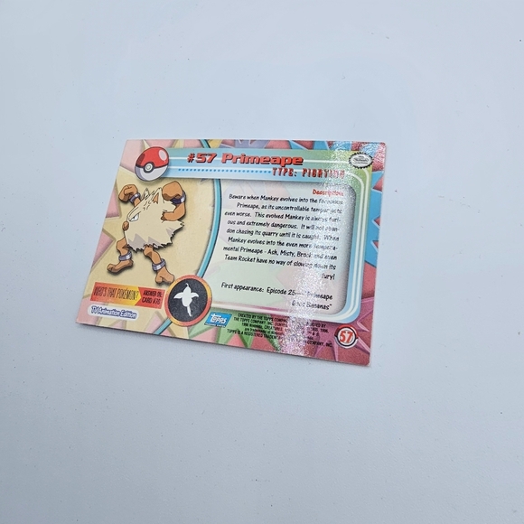 Pokemon 1999 TOPPS Primeape #57 Blue Logo TV Animation Edition Card - Picture 3 of 4